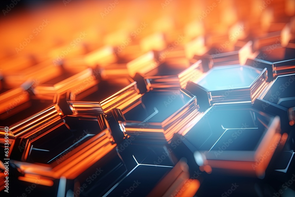 Fototapeta premium abstract futuristic background with pink blue glowing neon moving high speed wave lines honeycomb and bokeh lights. Data transfer concept Fantastic wallpaper