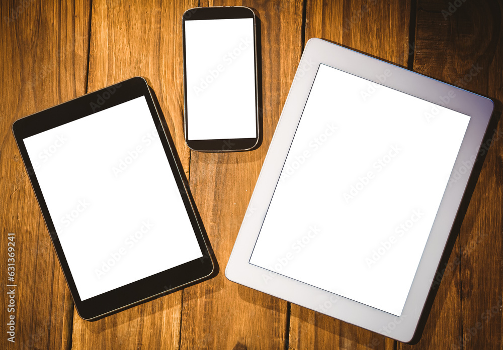 Digital png illustration of tablets and smartphone on transparent background Digital png illustration of tablets and smartphone on transparent background