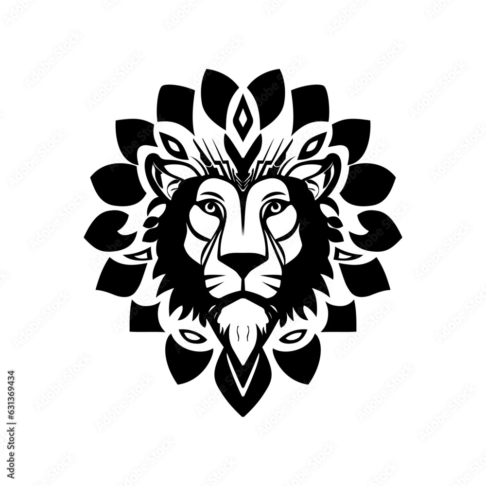 Blossom King Lion logo Vector Illustration