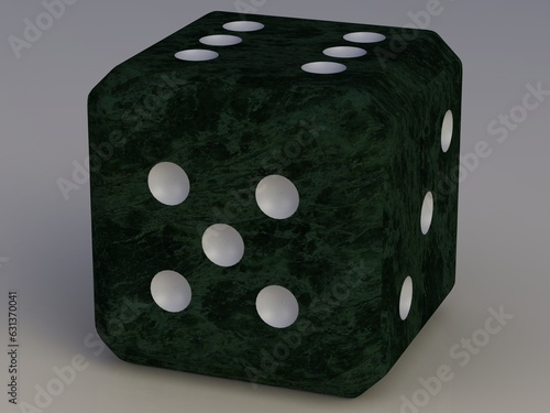 Green Marbleized Dice With White Pips 50mm (2in) 3D model photo