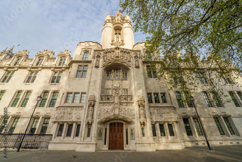 The Supreme Court of the United Kingdom building exterior in Parliament Square in the city of Westminster, London, England. It is the final court of appeals in the UK for civil and criminal cases.  photo