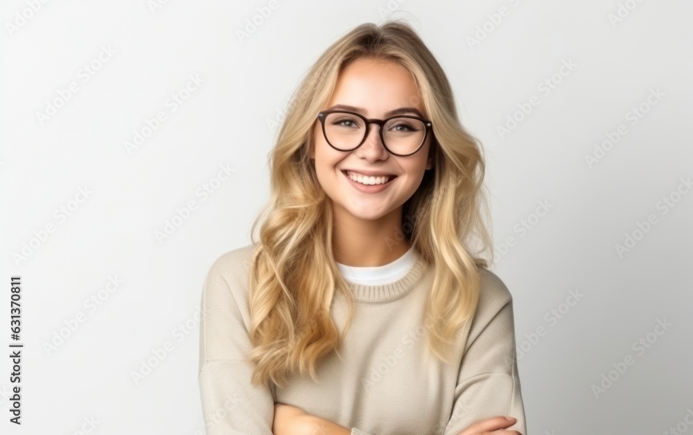 Young blonde student woman