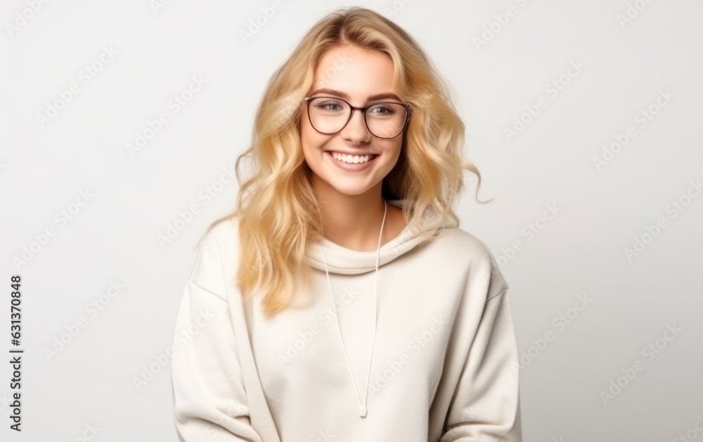 Young blonde student woman