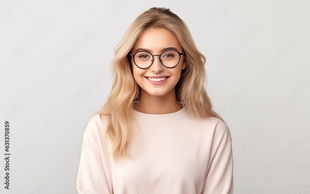 Young blonde student woman