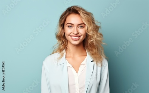 Young blonde student woman