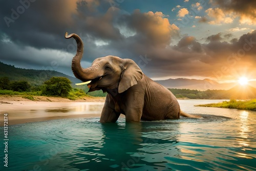 elephant in water