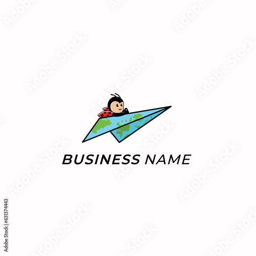 design logo combine paper plane and ladybug