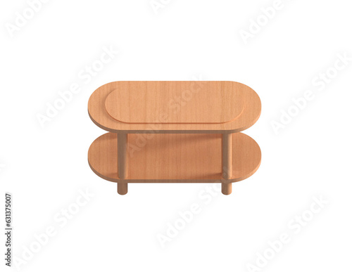 3d oval table design isolated in transparent background
