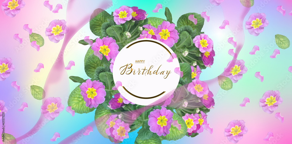 postcard , Internet banner with a birthday greeting, with the inscription - happy birthday, 3d illustration postcard , Internet banner with a birthday greeting, with the inscription - happy birthday, 3d illustration