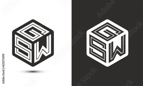 W G S letter logo design with illustrator cube logo, vector logo modern alphabet font overlap style. Premium Business logo icon. White color on black background