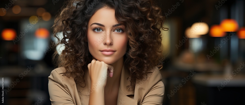 Thoughful woman looking at camera Thoughful woman looking at camera