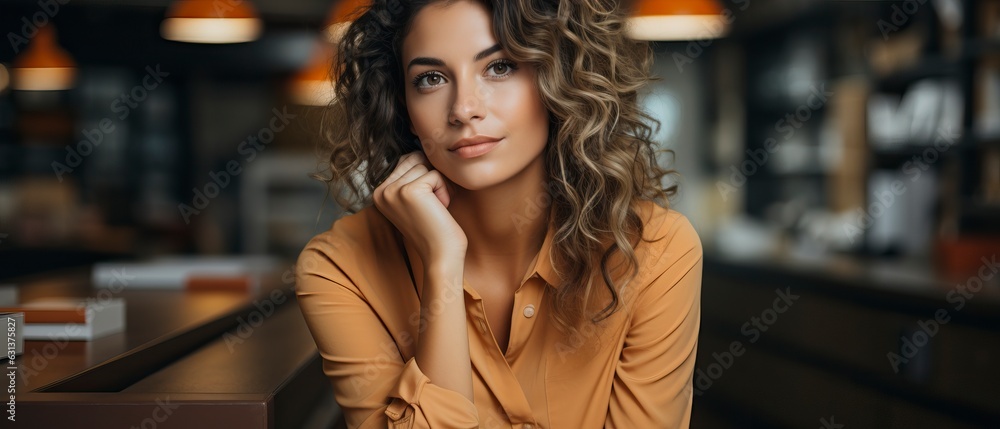Thoughful woman looking at camera Thoughful woman looking at camera