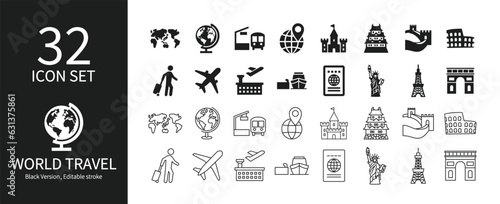 Icon set related to world travel