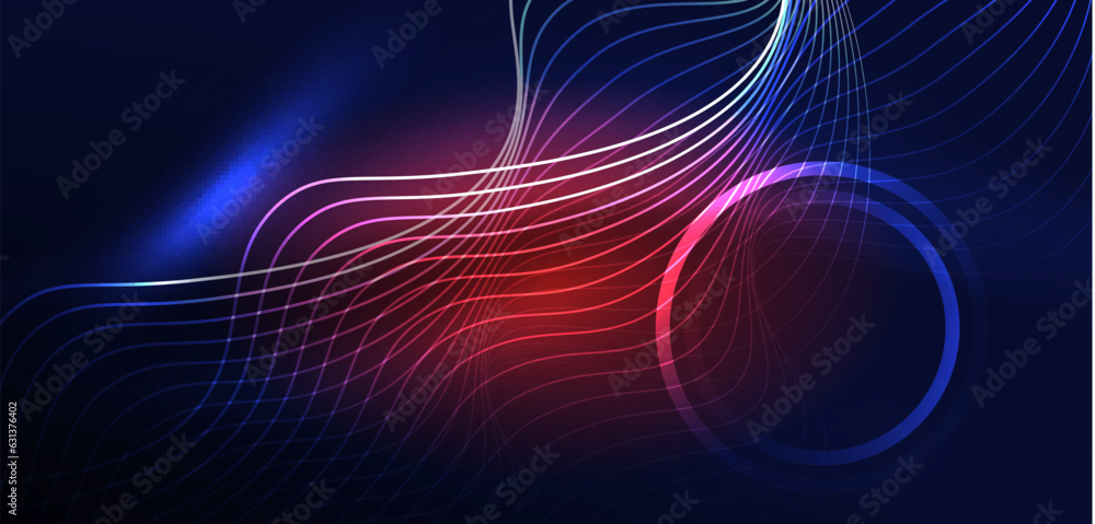 Neon laser lines, circles waves abstract background. Neon light or laser show, electric impulse, power lines, techno quantum energy impulse, magic glowing dynamic lines Neon laser lines, circles waves abstract background. Neon light or laser show, electric impulse, power lines, techno quantum energy impulse, magic glowing dynamic lines