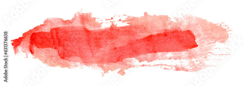 Red watercolor background. Artistic hand paint. Isolated on transparent background.