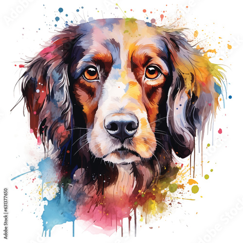 Whimsical Watercolor Dog Painting Featuring White Space