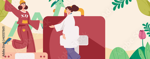 Medical Characters Anti-epidemic Flat Vector Concept Operation Hand Drawn Illustration
