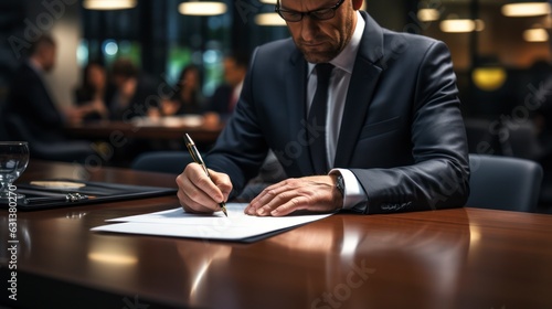 Signing a business contract, close-up on hand and pen, commitment, detailed