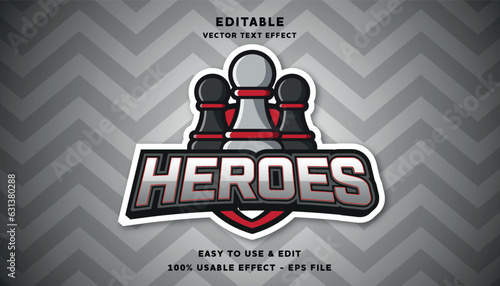 heroes vector text effect with modern style design usable for logo or company campaign