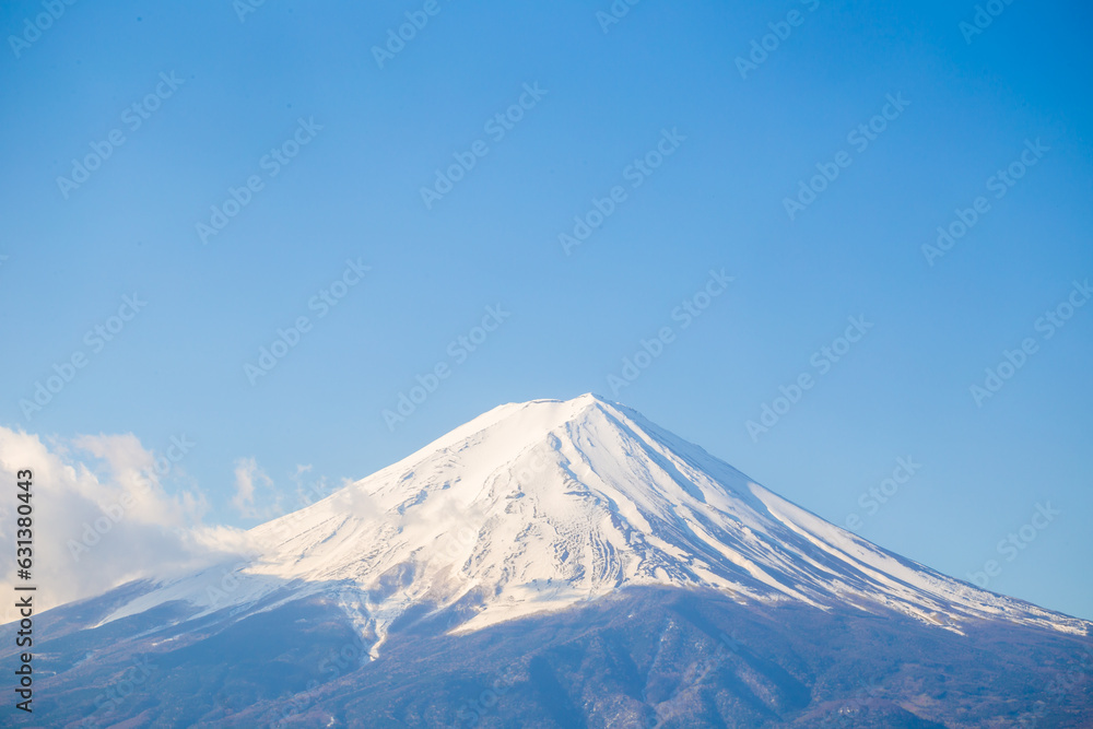 Mt. Fuji with snow in Lake Shoji