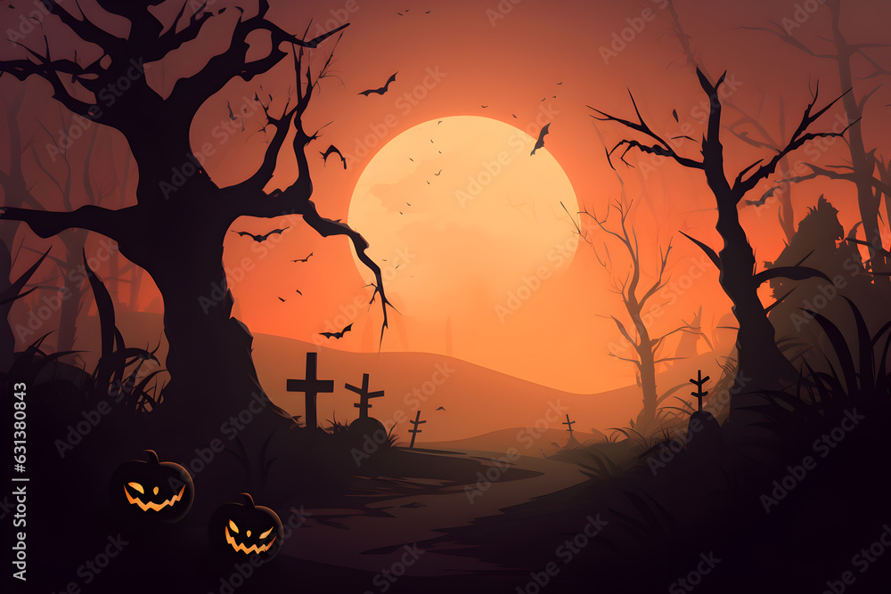 Halloween background, Halloween banner, Generative AI