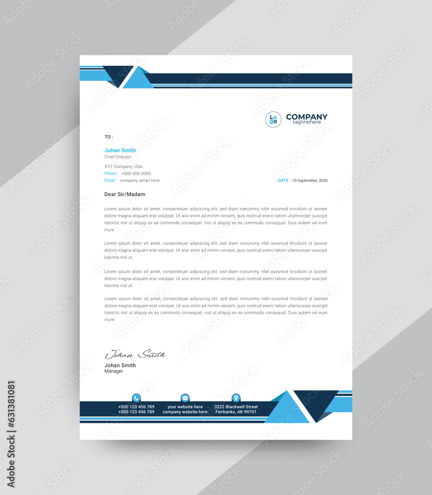 Obraz premium Abstract and creative minimalist style letterhead design