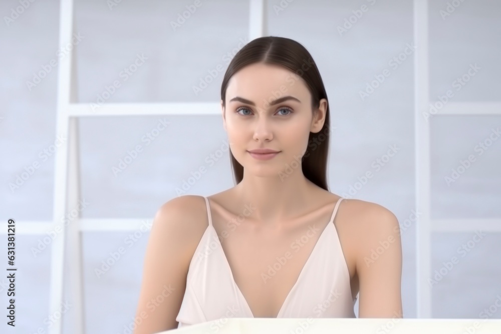 a portrait of young caucasian lady skin care beauty a portrait of young caucasian lady skin care beauty