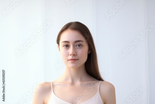 a portrait of young caucasian lady skin care beauty