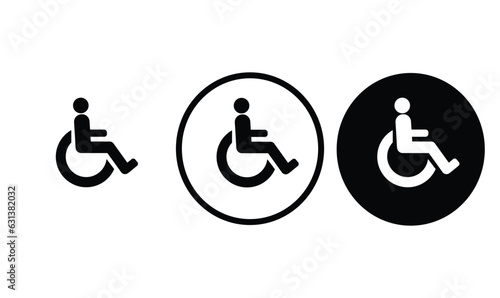 icon wheelchair black outline for web site design and mobile dark mode apps Vector illustration on a white background
