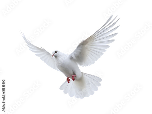 Beautiful white dove flying, freedom concept isolated on white background © PrettyStock