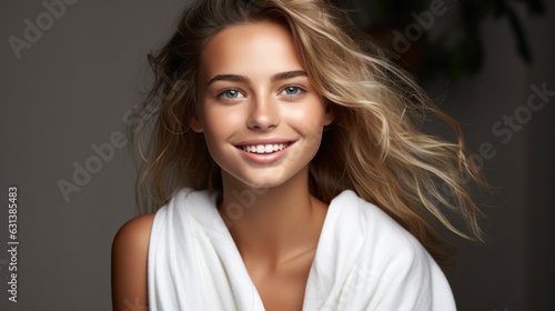 attractive woman, face in towel © Muzaffer Stock