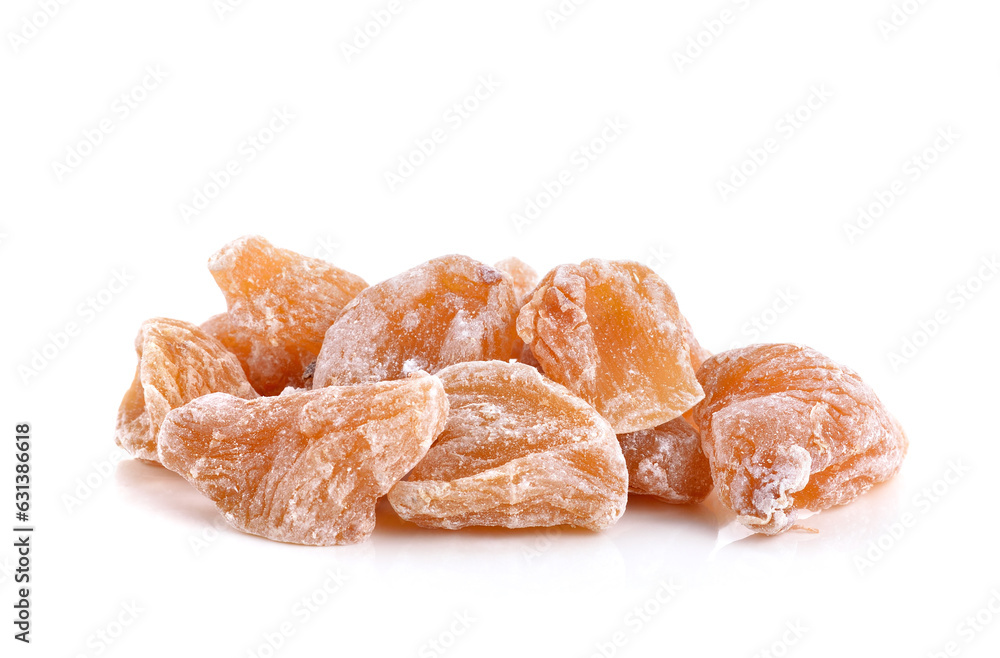 Dried ginger candied isolated on white background