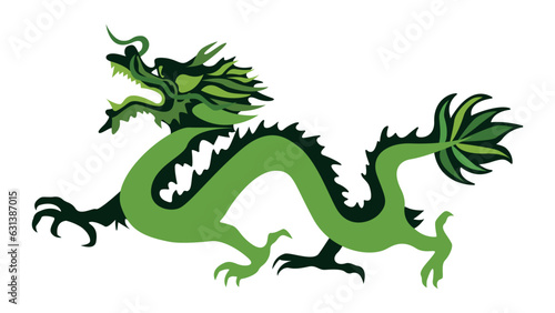 Traditional Green Chinese dragon. Symbol for 2024 New Year. Vector illustration.