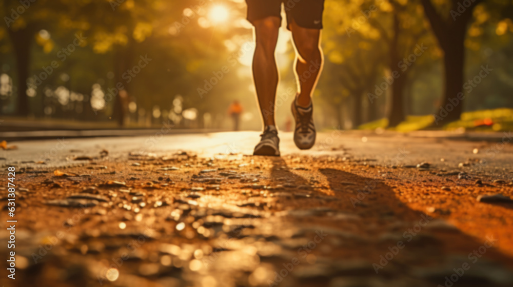 soft blurred background picture of running feet at public park in the morning sunrise. soft blurred background picture of running feet at public park in the morning sunrise.