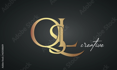 luxury letters QSL golden logo icon premium monogram, creative royal logo design	 photo