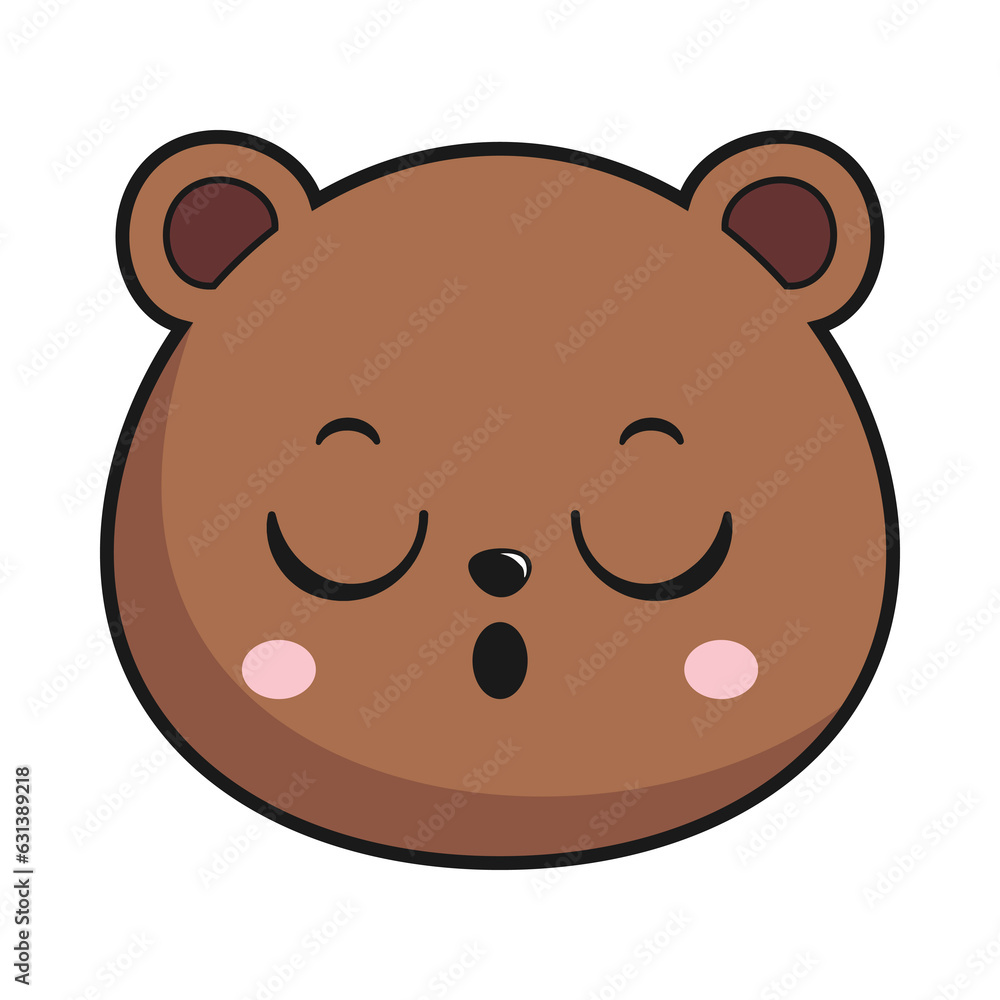 Bear Relieve Face Head Kawaii Sticker Isolated Bear Relieve Face Head Kawaii Sticker Isolated