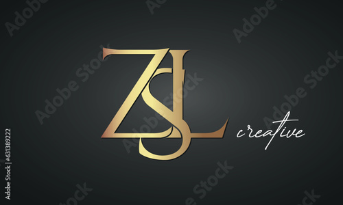 luxury letters ZSL golden logo icon premium monogram, creative royal logo design	 photo