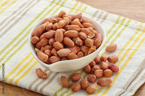 Raw peanut heap in the bowl