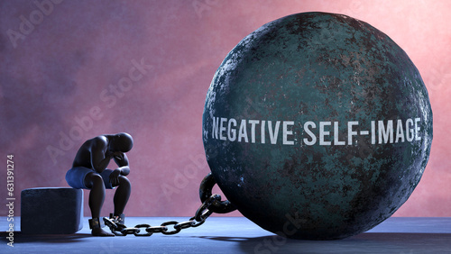 Fotografija Negative self image - a metaphor showing human struggle with Negative self image