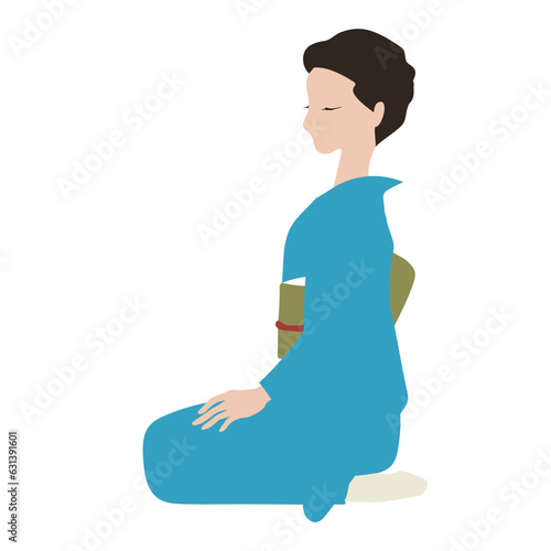 着物女性　正座　横顔　アップスタイル