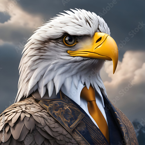 an eagle wearing a suit