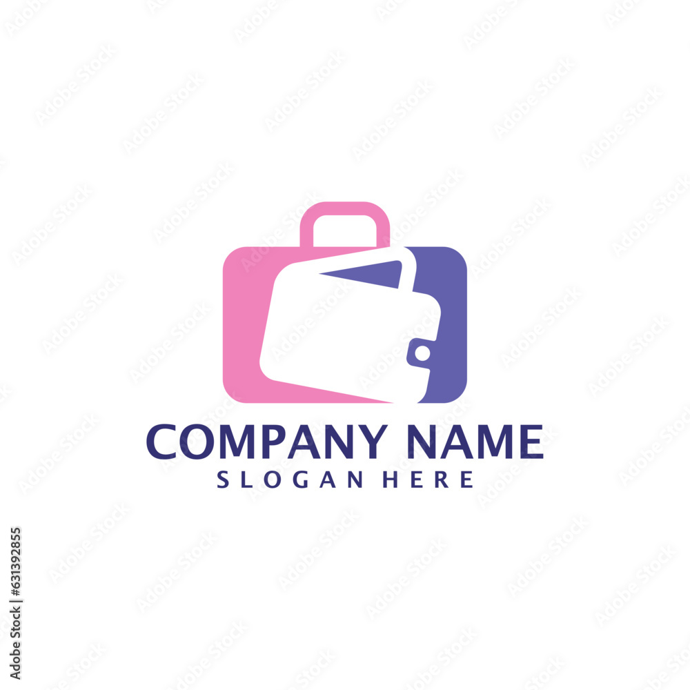 Wallet with Suitcase logo design concept vector. Suitcase logo design template Wallet with Suitcase logo design concept vector. Suitcase logo design template