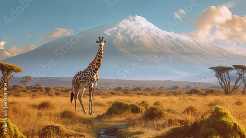 Giraffe on Mount Kilimanjaro, Africa