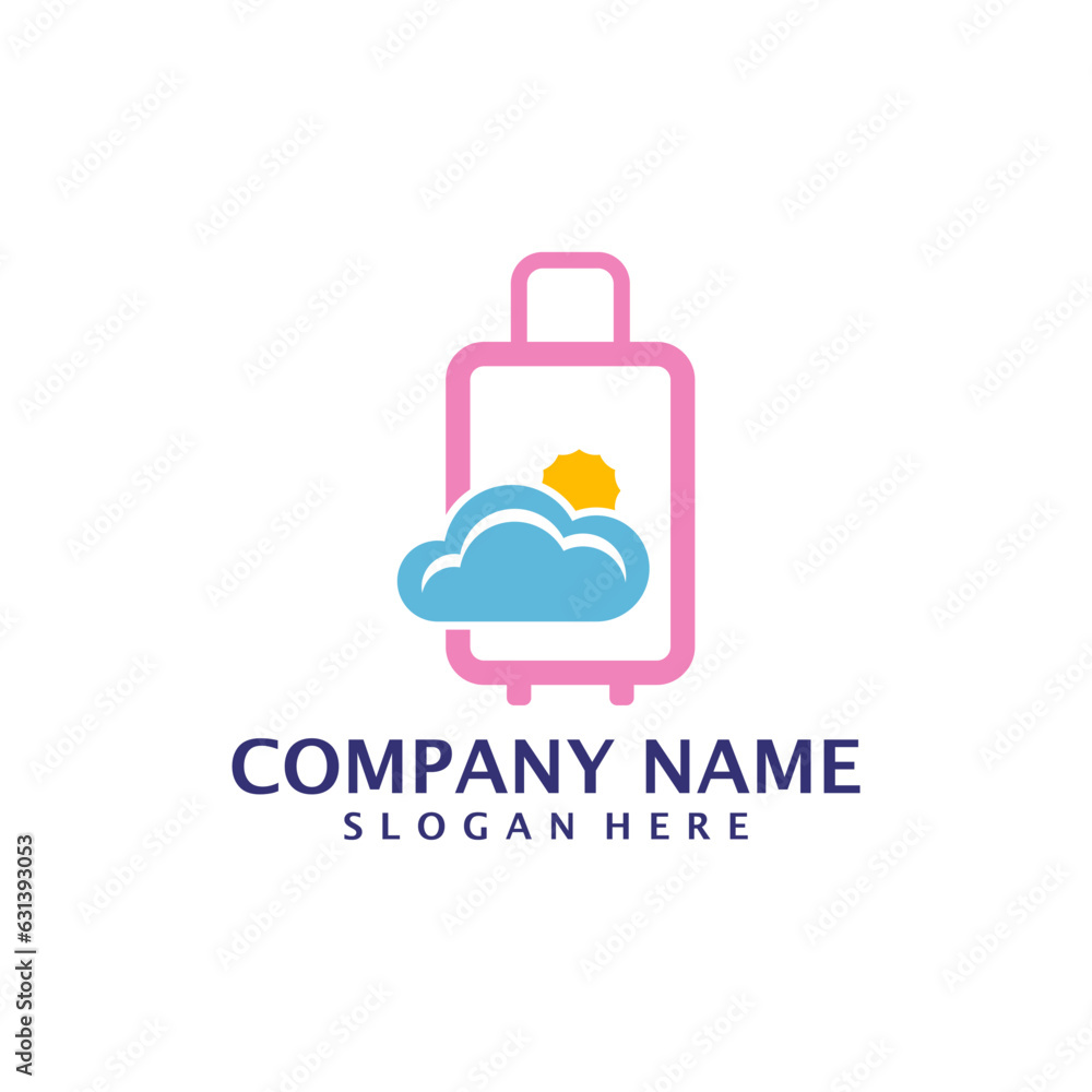 Cloud with Suitcase logo design concept vector. Suitcase logo design template