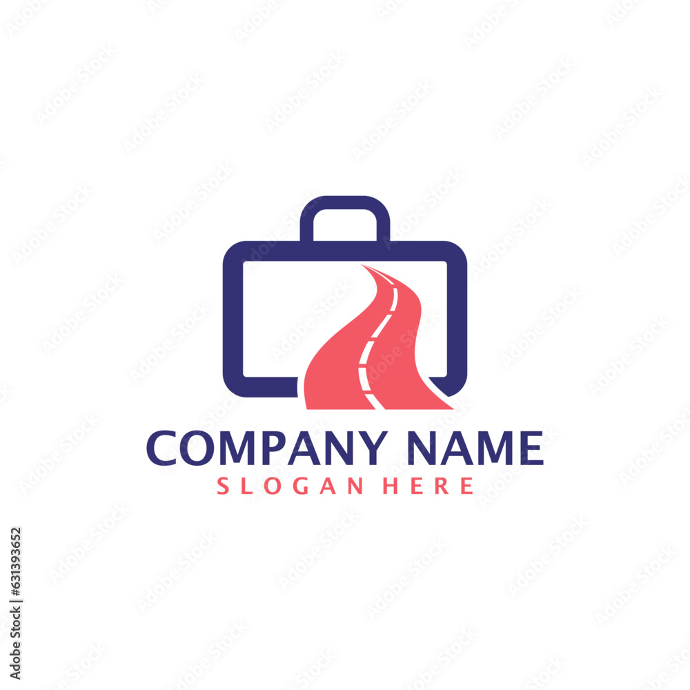Road with Suitcase logo design concept vector. Suitcase logo design template Road with Suitcase logo design concept vector. Suitcase logo design template