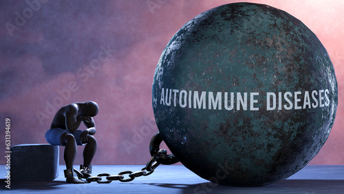 Принти на полотні Autoimmune diseases - a metaphor showing human struggle with Autoimmune diseases