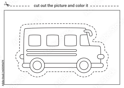 Cut out picture and color it. Black and white worksheet for kids. Cutting practice for preschoolers.
