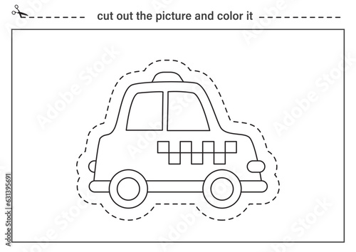 Cut out picture and color it. Black and white worksheet for kids. Cutting practice for preschoolers.