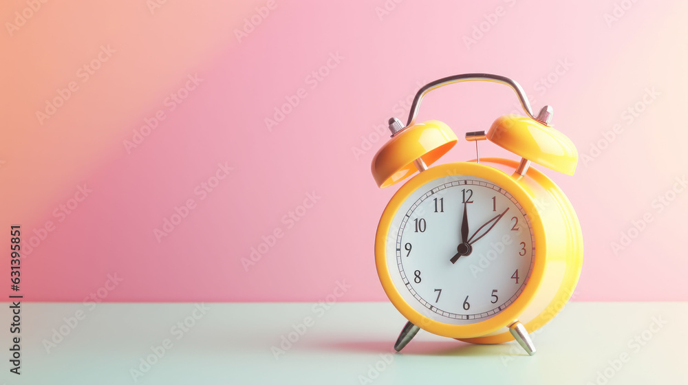 alarm clock on bright pastel background alarm clock on bright pastel background