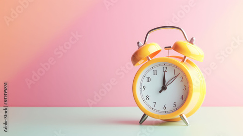 alarm clock on bright pastel background